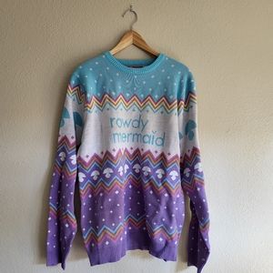 Pastel Mushroom Print Pullover Sweater